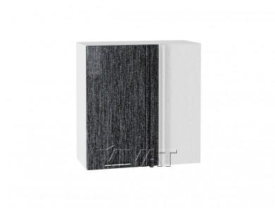 Шкаф верхний прямой угловой Валерия-М 700 Чёрный металлик дождь / Белый