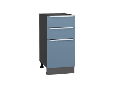 Шкаф нижний с 3-мя ящиками Фьюжн 400 Silky Blue / Graphite