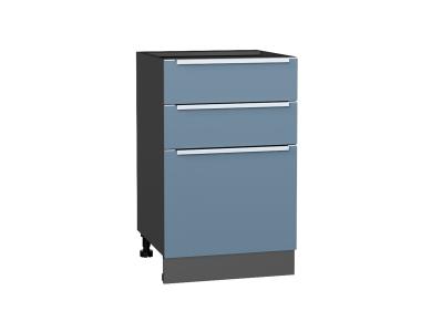 Шкаф нижний с 3-мя ящиками Фьюжн 500 Silky Blue / Graphite