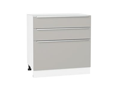 Шкаф нижний с 3-мя ящиками Фьюжн 800 Silky Light Grey / Белый