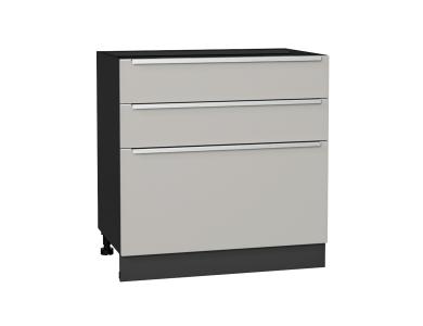 Шкаф нижний с 3-мя ящиками Фьюжн 800 Silky Light Grey / Graphite