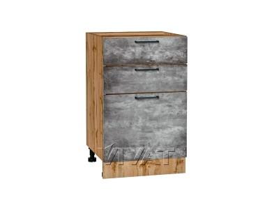 Шкаф нижний с 3-мя ящиками Флэт 500 Temple Stone 2S / Дуб Вотан