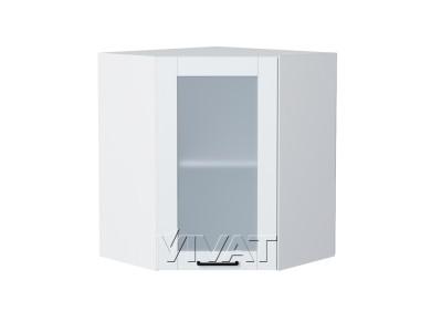 Шкаф верхний угловой со стеклом Флэт 590 White In 2S / Белый