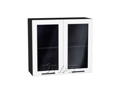 Шкаф верхний со стеклом Глетчер 800 Айленд Силк / Graphite