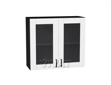 Шкаф верхний со стеклом Лофт 800 Super White / Graphite