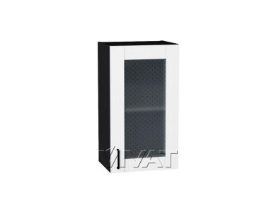 Шкаф верхний со стеклом Лофт 400 Super White / Graphite