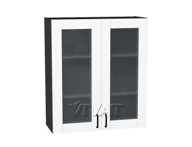 Шкаф верхний со стеклом Лофт 800Н Super White / Graphite