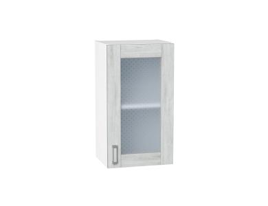 Шкаф верхний со стеклом Лофт 400 Nordic Oak / Белый