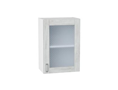 Шкаф верхний со стеклом Лофт 500 Nordic Oak / Белый