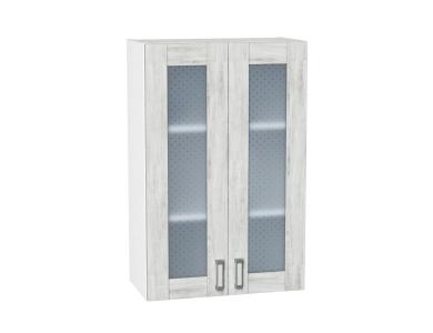 Шкаф верхний со стеклом Лофт 600Н Nordic Oak / Белый