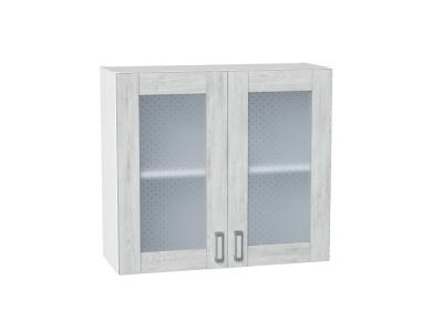 Шкаф верхний со стеклом Лофт 800 Nordic Oak / Белый