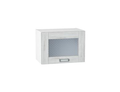Шкаф верхний горизонтальный со стеклом Лофт 500 Nordic Oak / Белый