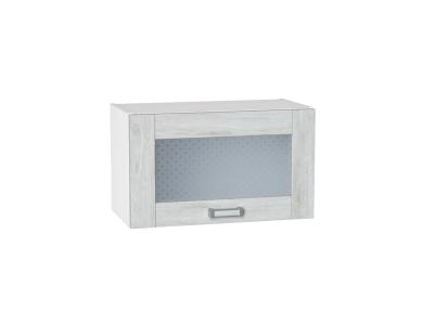Шкаф верхний горизонтальный со стеклом Лофт 600 Nordic Oak / Белый