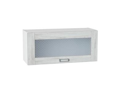 Шкаф верхний горизонтальный со стеклом Лофт 800 Nordic Oak / Белый