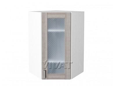 Шкаф верхний угловой со стеклом Лофт 590Н Cappuccino Veralinga / Белый