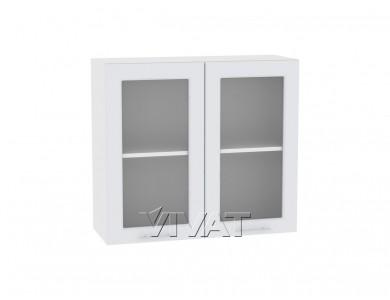 Шкаф верхний со стеклом Ницца Royal 800 Blanco / Белый