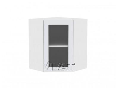 Шкаф верхний угловой со стеклом Ницца Royal 590 Blanco / Белый