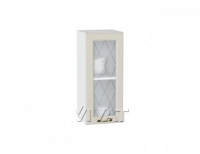 Шкаф верхний со стеклом Ницца 300 Агат / Белый