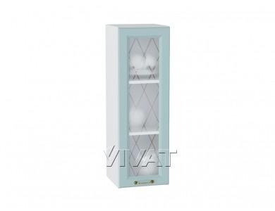 Шкаф верхний со стеклом Ницца 300Н Голубой / Белый