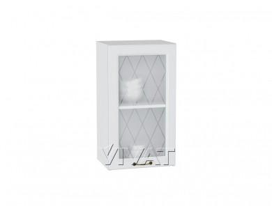 Шкаф верхний со стеклом Ницца 400 Белый / Белый