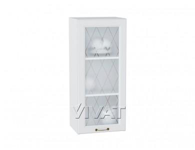Шкаф верхний со стеклом Ницца 400Н Белый / Белый