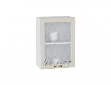 Шкаф верхний со стеклом Ницца 500 Агат / Белый