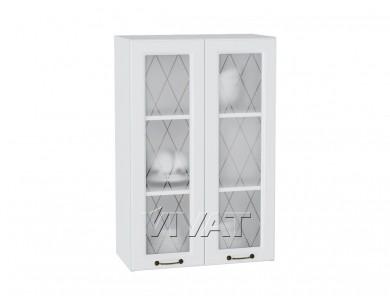 Шкаф верхний со стеклом Ницца 600Н Белый / Белый
