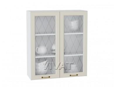 Шкаф верхний со стеклом Ницца 800Н Агат / Белый