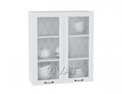 Шкаф верхний со стеклом Ницца 800Н Белый / Белый