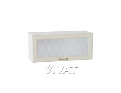 Шкаф верхний горизонтальный со стеклом Ницца 800 Агат / Белый