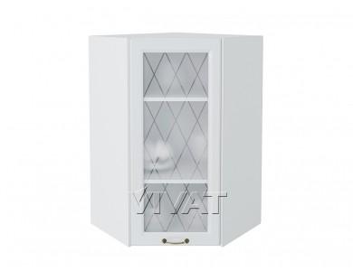 Шкаф верхний угловой со стеклом Ницца 590Н Белый / Белый