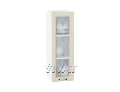Шкаф верхний со стеклом Ницца 300Н Дуб крем / Белый