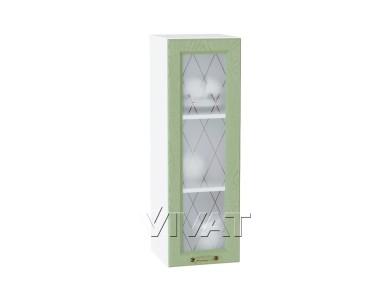 Шкаф верхний со стеклом Ницца 300Н Дуб оливковый / Белый