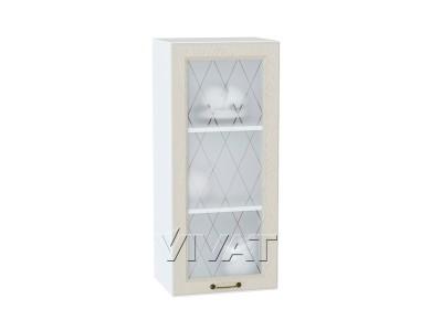 Шкаф верхний со стеклом Ницца 400Н Дуб крем / Белый