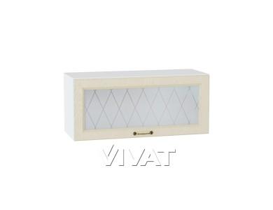 Шкаф верхний горизонтальный со стеклом Ницца 800 Дуб крем / Белый