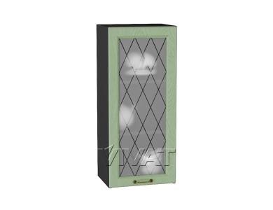 Шкаф верхний со стеклом Ницца 400Н Дуб оливковый / Graphite