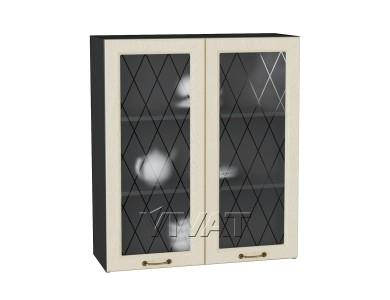 Шкаф верхний со стеклом Ницца 800Н Дуб крем / Graphite