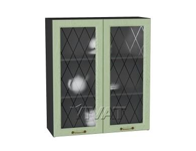 Шкаф верхний со стеклом Ницца 800Н Дуб оливковый / Graphite