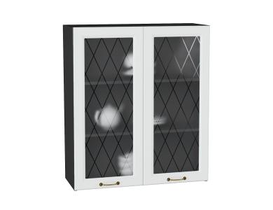 Шкаф верхний со стеклом Ницца 800Н Белый / Graphite