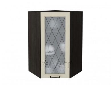 Шкаф верхний угловой со стеклом Ницца 590Н Дуб крем / Graphite
