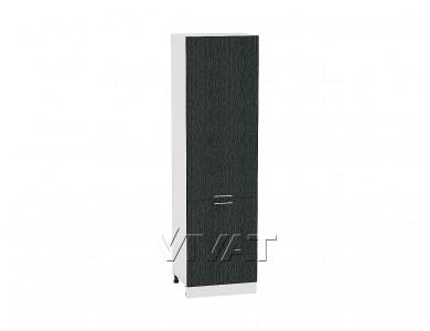 Шкаф пенал Валерия-М 600Н (для верхних шкафов 920) Чёрный металлик дождь / Белый