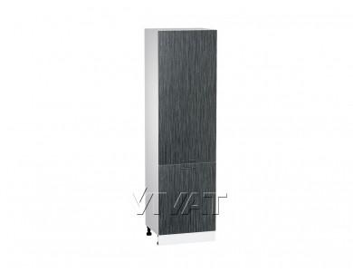 Шкаф пенал Валерия-М 600 (для верхних шкафов 720) Чёрный металлик дождь / Белый