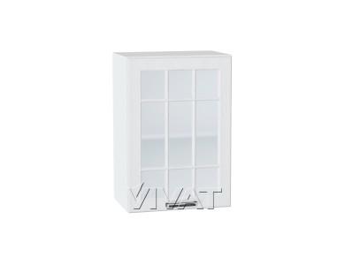 Шкаф верхний со стеклом Прага 500 Белое дерево / Белый