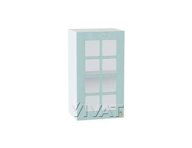 Шкаф верхний со стеклом Прованс 400 Голубой / Белый