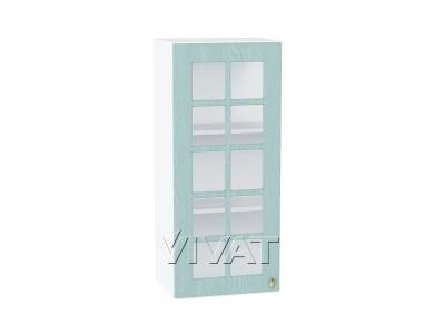 Шкаф верхний со стеклом Прованс 400Н Голубой / Белый