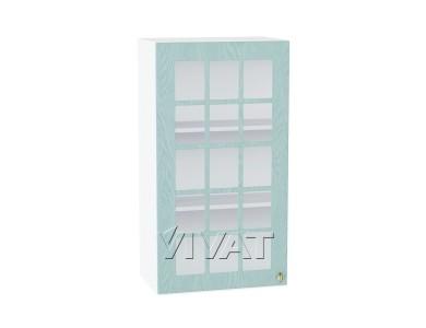 Шкаф верхний со стеклом Прованс 500Н Голубой / Белый