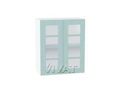 Шкаф верхний со стеклом Прованс 600 Голубой / Белый