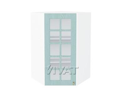 Шкаф верхний угловой со стеклом Прованс 590Н Голубой / Белый