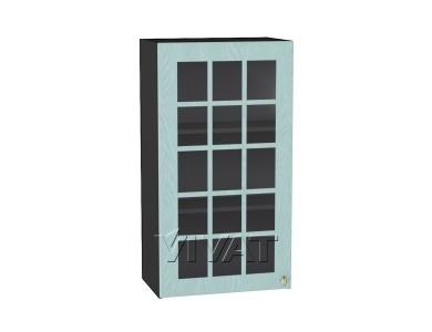 Шкаф верхний со стеклом Прованс 500Н Голубой / Graphite
