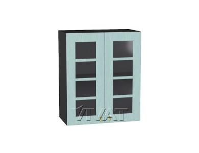 Шкаф верхний со стеклом Прованс 600 Голубой / Graphite